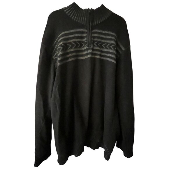 American Rag Mens Black 2XL XXL Quarter Zip Pullover Ribbed  Sweater - Picture 6 of 9